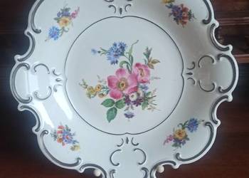 Patera, duża. Import. Piękny bukiet kwiatów w lustrze patery