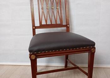 Krzesło lata 30-te mahoń , skóra inkrustowane mosiądzem