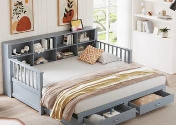 Sofa z łóżkiem Łóżko wysuwane 90/180x190cm 2szuflady/USB szare