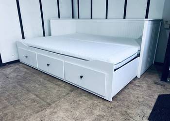 IKEA HEMNES Łóżko Leżanka z 3 szufladami, 2 materace ,białe Transport