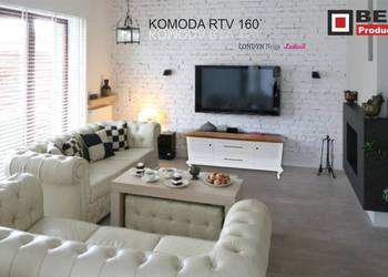 Śliczna Biała Komoda RTV 150` LONDYN Blat Dębowy na Ludwiku BEKAS Producent