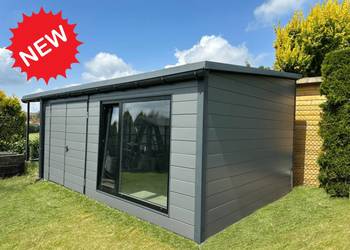 Garaż ocieplany z płyty warstwowej 6×4m + wiatka 2x4m – grafit