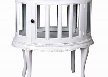 Biały Drewniany Piękny Owalny Barek na Alkohol + Taca - Owal