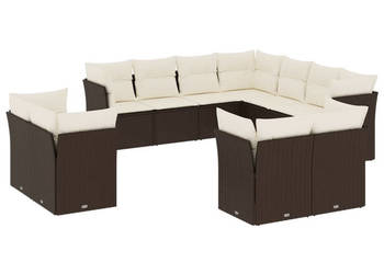 11-cz. zestaw mebli ogrodowych z poduszkami brązowy rattan PE WM-3218513