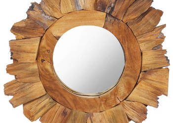 Lustro ścienne 40 cm drewno tekowe okrągłe WM-288803