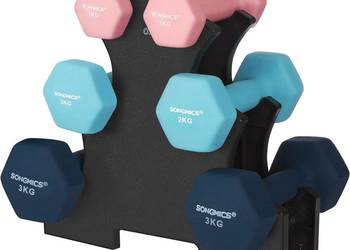 Zestaw hantli ze stojakiem 2x3kg, 2x2kg, 2x1kg