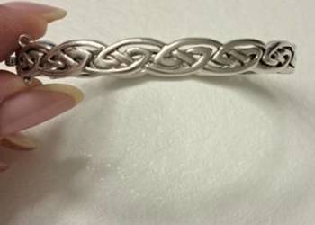 Bransoletka srebrna sztywna z łańcuszkiem