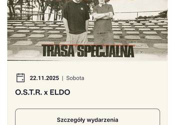 Bilety O.S.T.R x ELDO Trasa specjalna Wrocław A2 22.11.2025