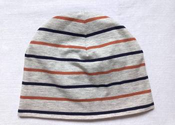 Czapka szara PASKI dwuwarstwowa r. M-L bawełna cienka Unisex NOWA
