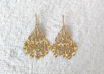 Ładne długie kolczyki orient trójkąt złoty kolor boho glam bohemian etno Ładne długie kolczyki orient trójkąt złoty kolor boho glam bohemian etno