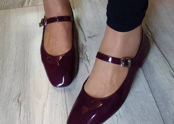 (40) Burgundowe/ fioletowe baleriny wieczorowe z zapięciem, NOWE (40) Burgundowe/ fioletowe baleriny wieczorowe z zapięciem, NOWE