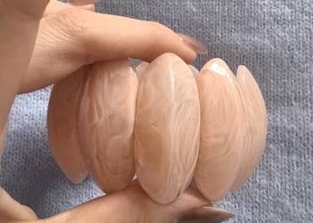 Bransoletka na gumce damska puder róż