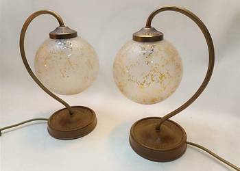 Dwie lampy stołowe nocne vintage - stare złoto