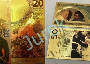 ZŁOTO 24 Karat Banknot BITWA Warszawska Jan Paweł Ali Agca