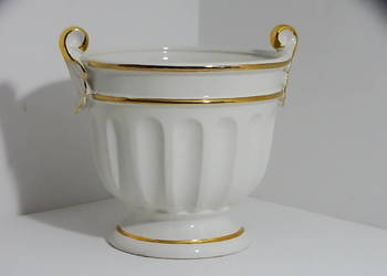 Wazon ceramiczny z uchwytami – biały ze złotem