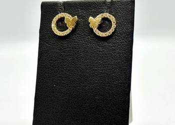 Nowe złote kolczyki pr 585 1,30g Motylki, sztyft