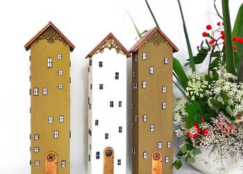 Dekoracyjne domki drewniane- pastelowa uliczka.