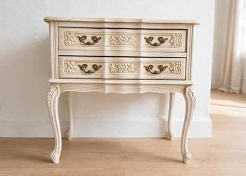 Biała Komódka Nocna / Szafka 2-Szufladowa - Styl Ludwik Francuski - Shabby