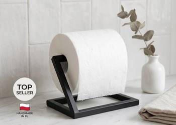 Loftowy stojak na ręcznik papierowy – czarny mat, solidna STAL
