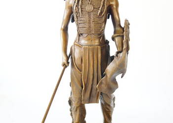 INDIANIN Z BRĄZU rzeźba figura duża wojownik