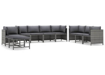 10-cz. zestaw wypoczynkowy do ogrodu poduszki szary rattan PE WM-3059774