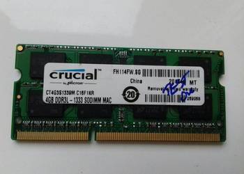 Crucial DDR3 4GB, PC3L-10600, SODIMM, 1,35V, 1333MHz, laptopowy, CT4G3S1339