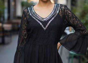 Bluzka damska plus size lekka etamina z koronką biust 106cm