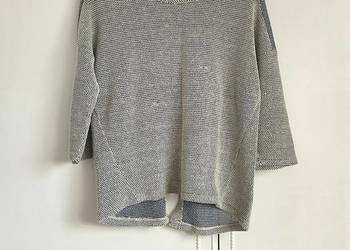 Sweter Tally Weijl M luźny niebieski biały z rozcięciem na plecach