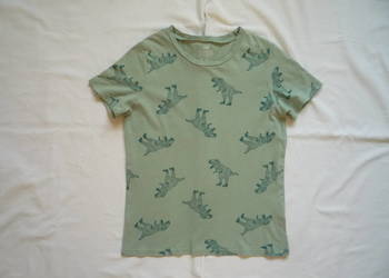 H&M 134 Khaki koszulka dinozaury