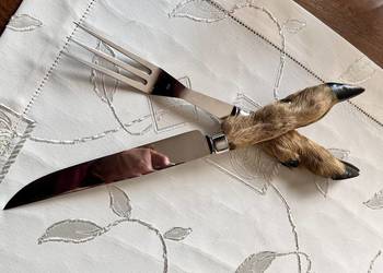 Zestaw nóż + widelec z naturalnymi kopytami sarny