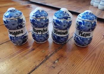 Pojeminik na przyprawy Fajans Włocławek 4 sztuki