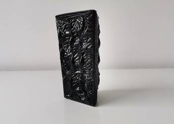 Stary czarny wazon szkło hialitowe HSG Hortensja, PRL