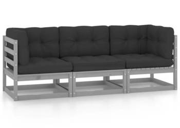 vidaXL 3-osobowa sofa ogrodowa z poduszkami(SKU:3076371)