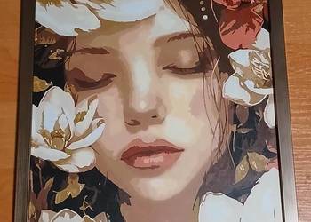 Kobieta i magnolie - obraz malowany po numerach