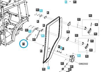 Uchwyt wewnętrzny lewych drzwi kabiny / TRG862 / LS Tractor 40413742