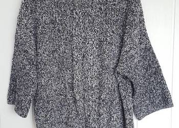 Sweter włóczkowy H&M 40 L granatowy melanż 42 XL oversize 44