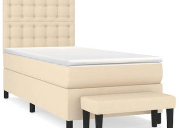Łóżko kontynentalne z materacem kremowe tkanina 90x200 cm WM-3136890
