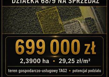 Działka 68/9 Borysławice Kościelne 2,39 ha teren TAG2 699 000 zł