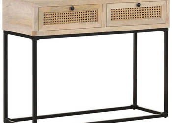 Stolik konsolowy 100x35x76 cm lite drewno mango i trzcina WM-323512
