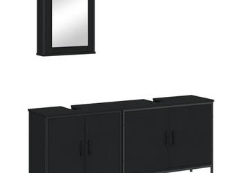 3-cz zestaw mebli łazienkowych czarny materiał drewnopochodny WM-3214790