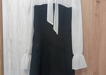 Nowa Sukienka Etika Fashion r. L – Czarno-Biała, Elegancka, z Szyfonem