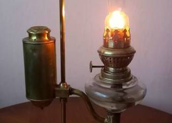 Oryginalna, mosiężna lampka naftowa z przeciwwagą. Dostawa gratis