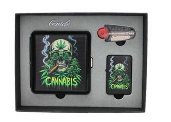 Zestaw Prezentowy Czacha Papierośnica + Zapalniczka + Kamienie i Knot