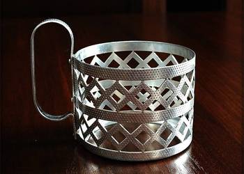 Koszyczek na szklankę Koszyk aluminiowy lata 60-70-te z PRL Vintage