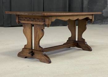 Dębowy stolik kawowy rustykalny rzeźbiony 100x50 niski