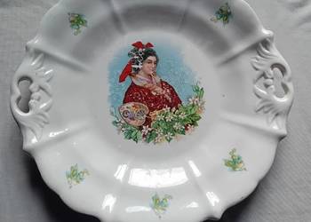 Fajansowy talerz - patera z uchwytami. August Freudenreich Koło. 1880-1904.