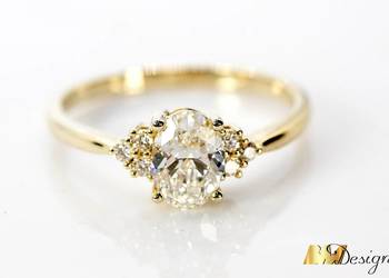 Wyjątkowy pierścionek zaręczynowy – złoto 585, diament owalny -Dzień kobiet