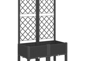 Donica ogrodowa z kratką czarna 80x40x142 cm PP WM-367923