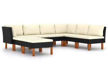 8-cz. zestaw wypoczynkowy do ogrodu poduszki rattan PE czarny WM-3059742