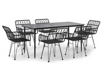 vidaXL 7-częściowy zestaw mebli ogrodowych, czarny(SKU:3157856)